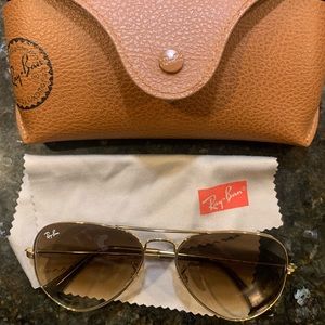 Ray Ban Aviator 55mm gold frames gradient brown lenses